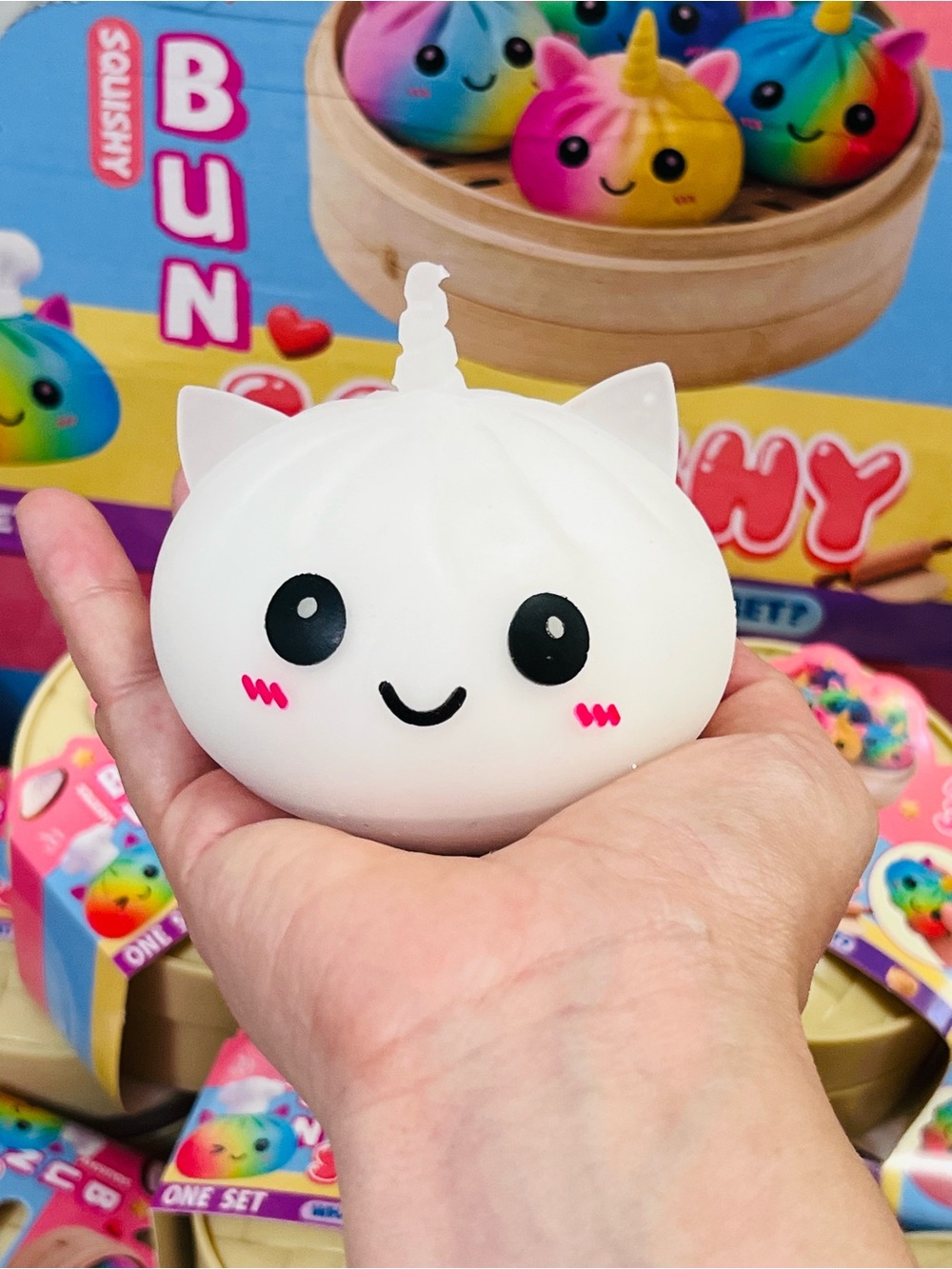White Mystery Color Changing Unicorn Squishy Dumpling - Picture 3 of 3